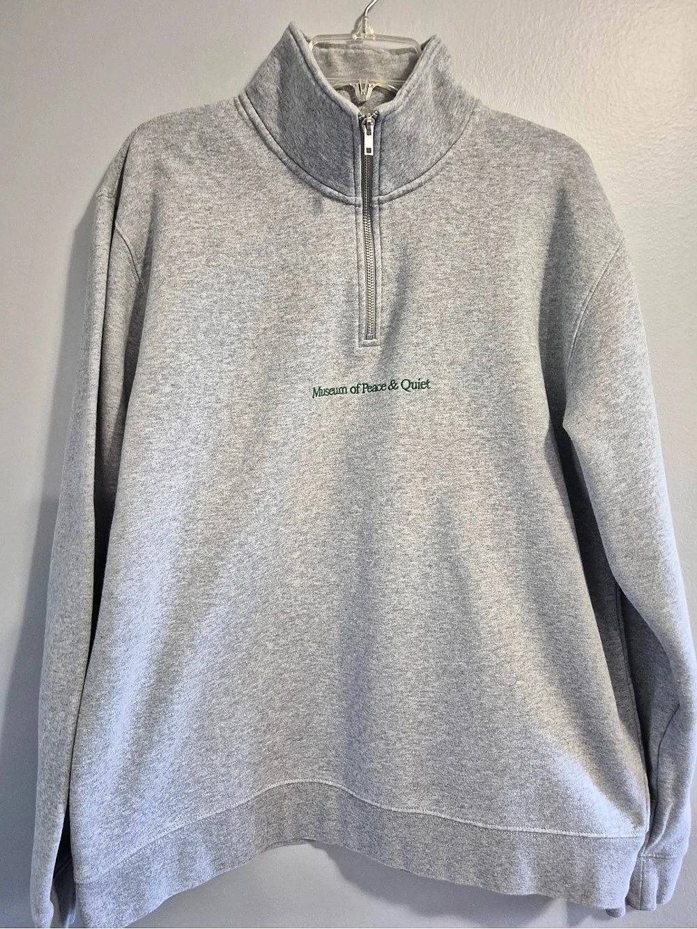Museum of Peace & Quiet unisex Signature Quarter Zip Sweatshirt Gray Size Xl